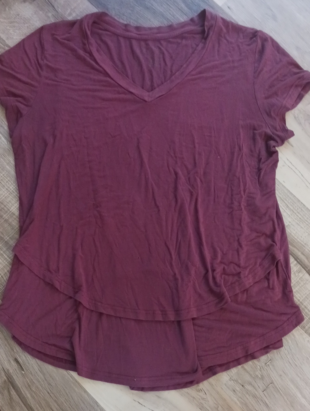 Latched Mama Layered V-Neck Short Sleeve Top - Plum